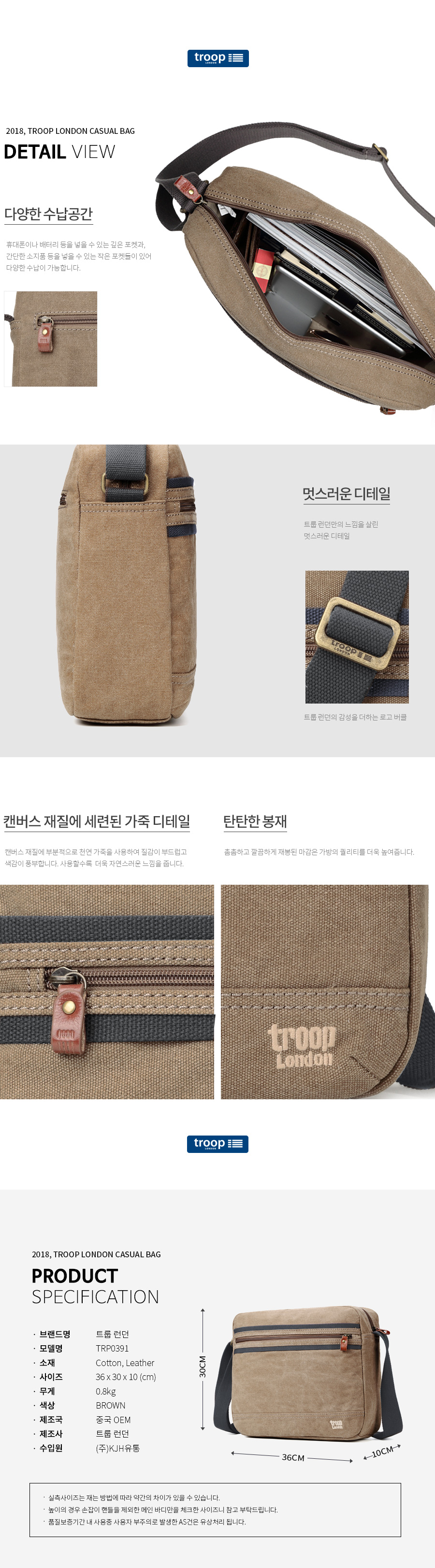 트룹런던(TROOPLONDON) 크로스백 TRP0391